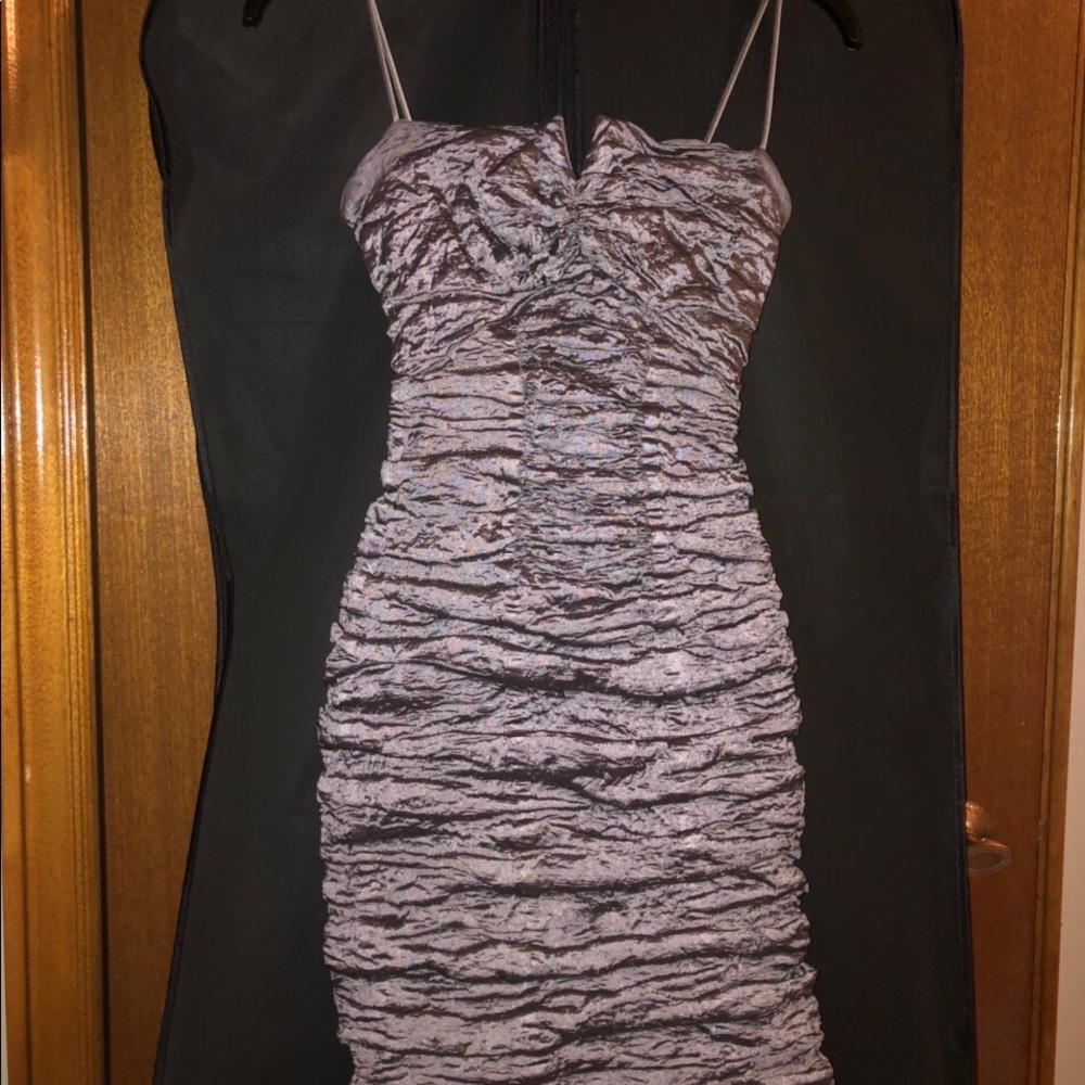 Vintage y2K crinkle Nicole Miller ruched bodycon dress